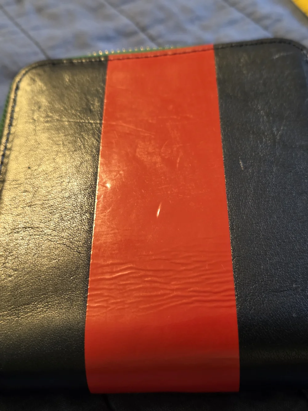 Clare V Navy Wallet with Red Stripe and Teal Zipper
